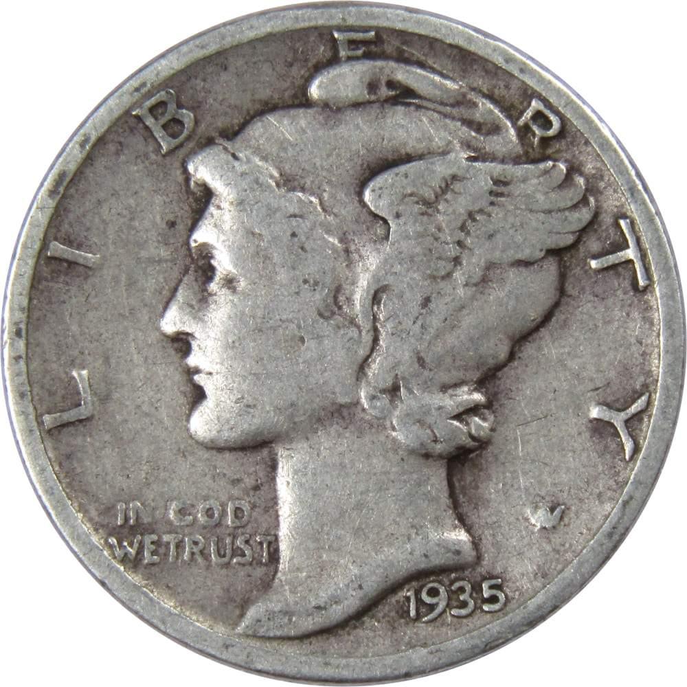 1935 Mercury Dime F Fine 90% Silver 10c US Coin Collectible