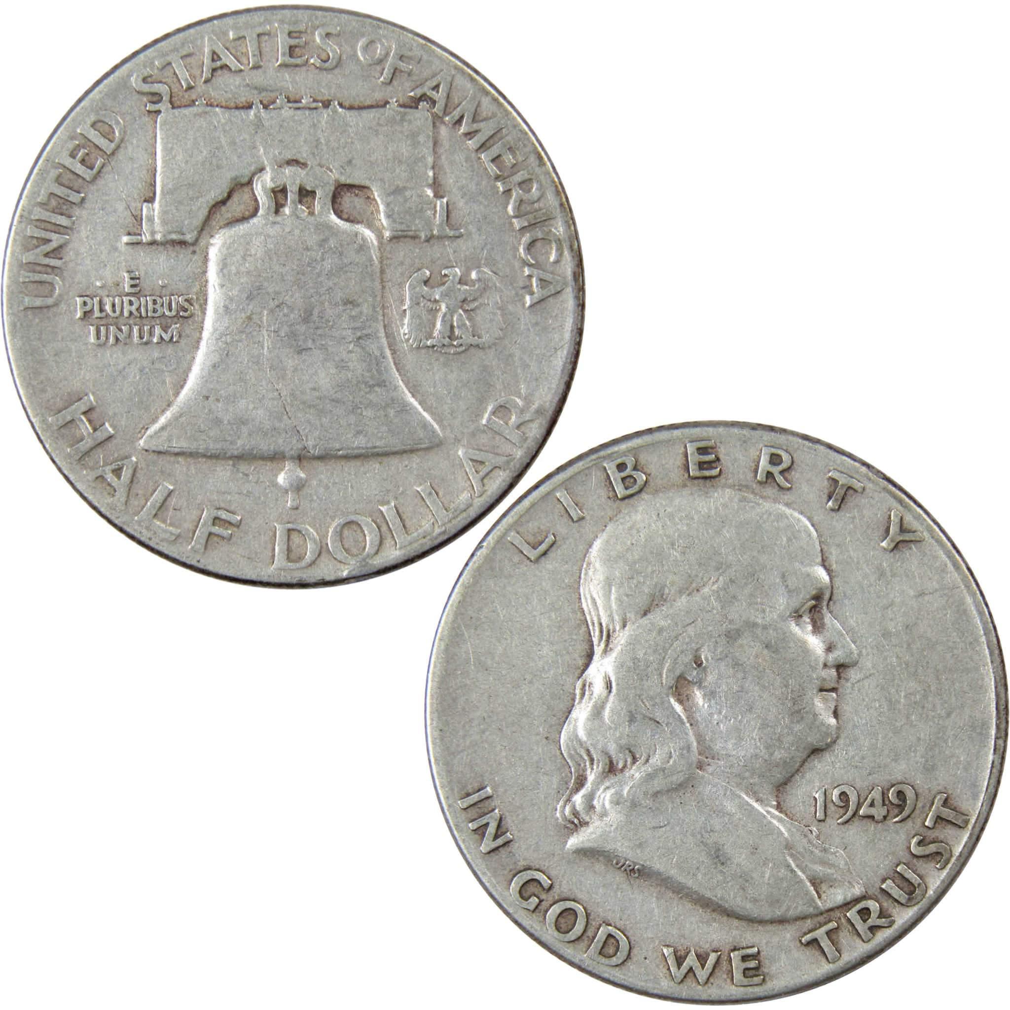 1949 Franklin Half Dollar F Fine 90% Silver 50c US Coin Collectible