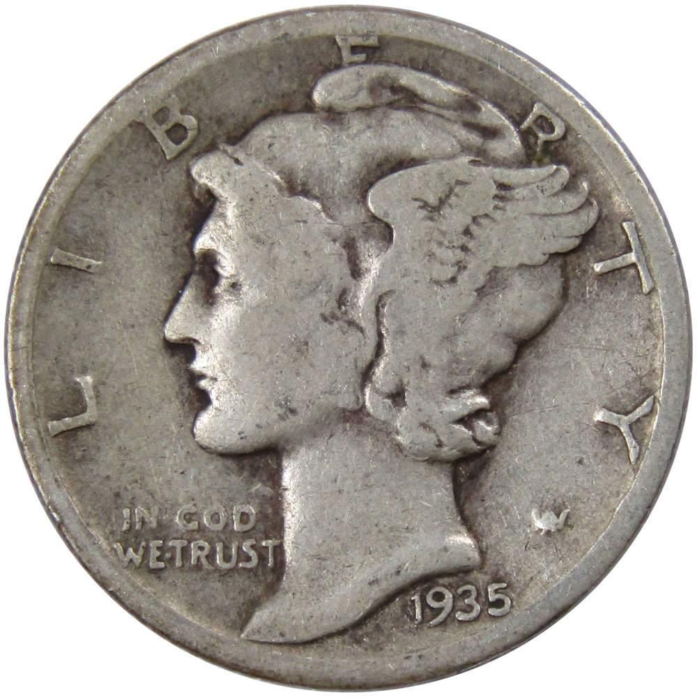1935 S Mercury Dime VG Very Good 90% Silver 10c US Coin Collectible