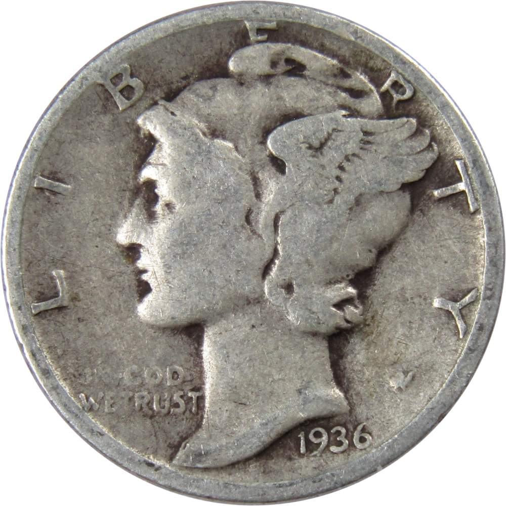 1936 Mercury Dime G Good 90% Silver 10c US Coin Collectible