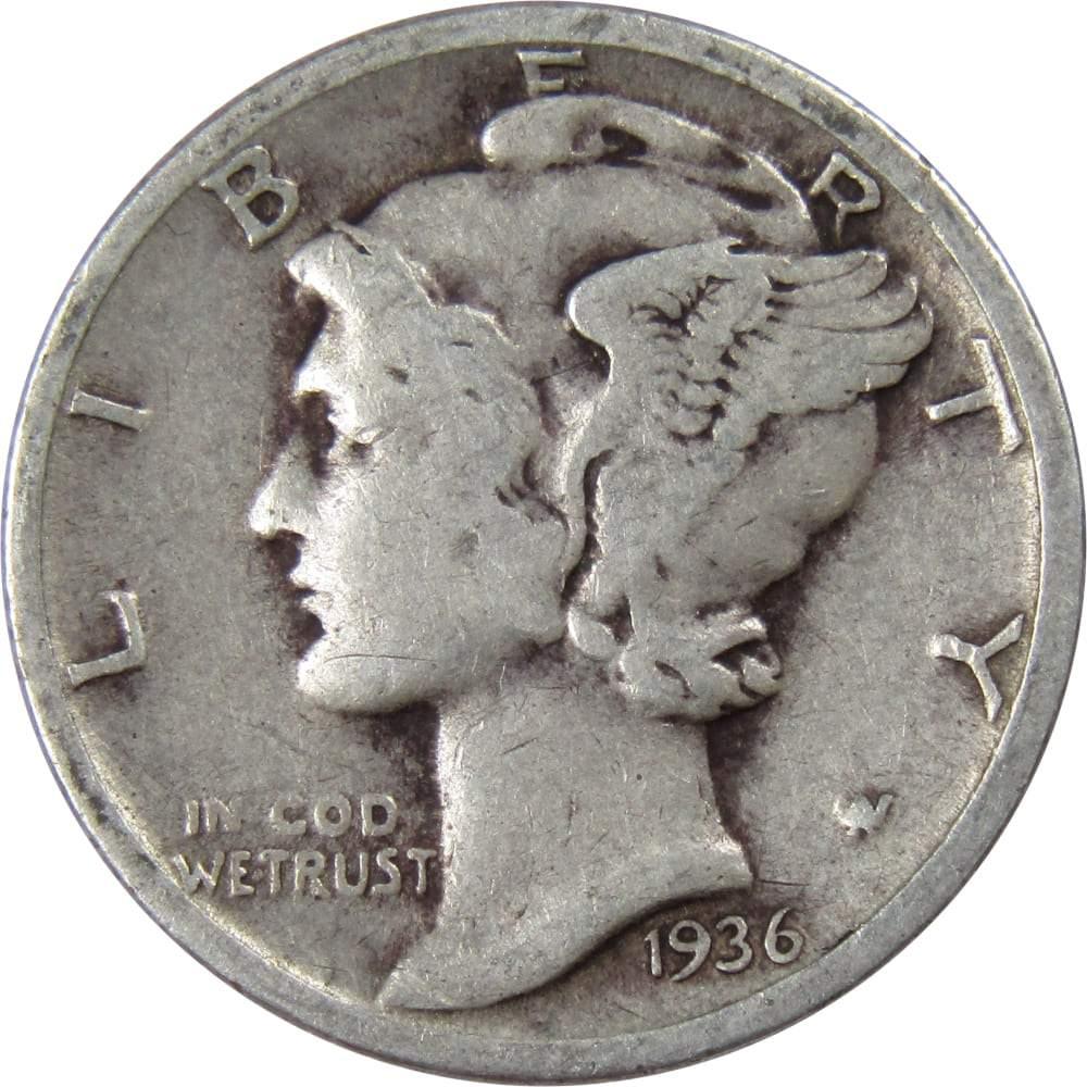 1936 Mercury Dime VG Very Good 90% Silver 10c US Coin Collectible