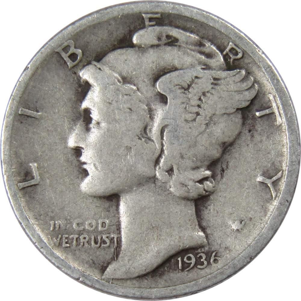 1936 D Mercury Dime VG Very Good 90% Silver 10c US Coin Collectible