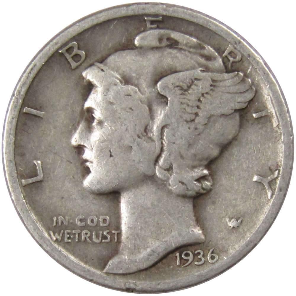 1936 D Mercury Dime AG About Good 90% Silver 10c US Coin Collectible