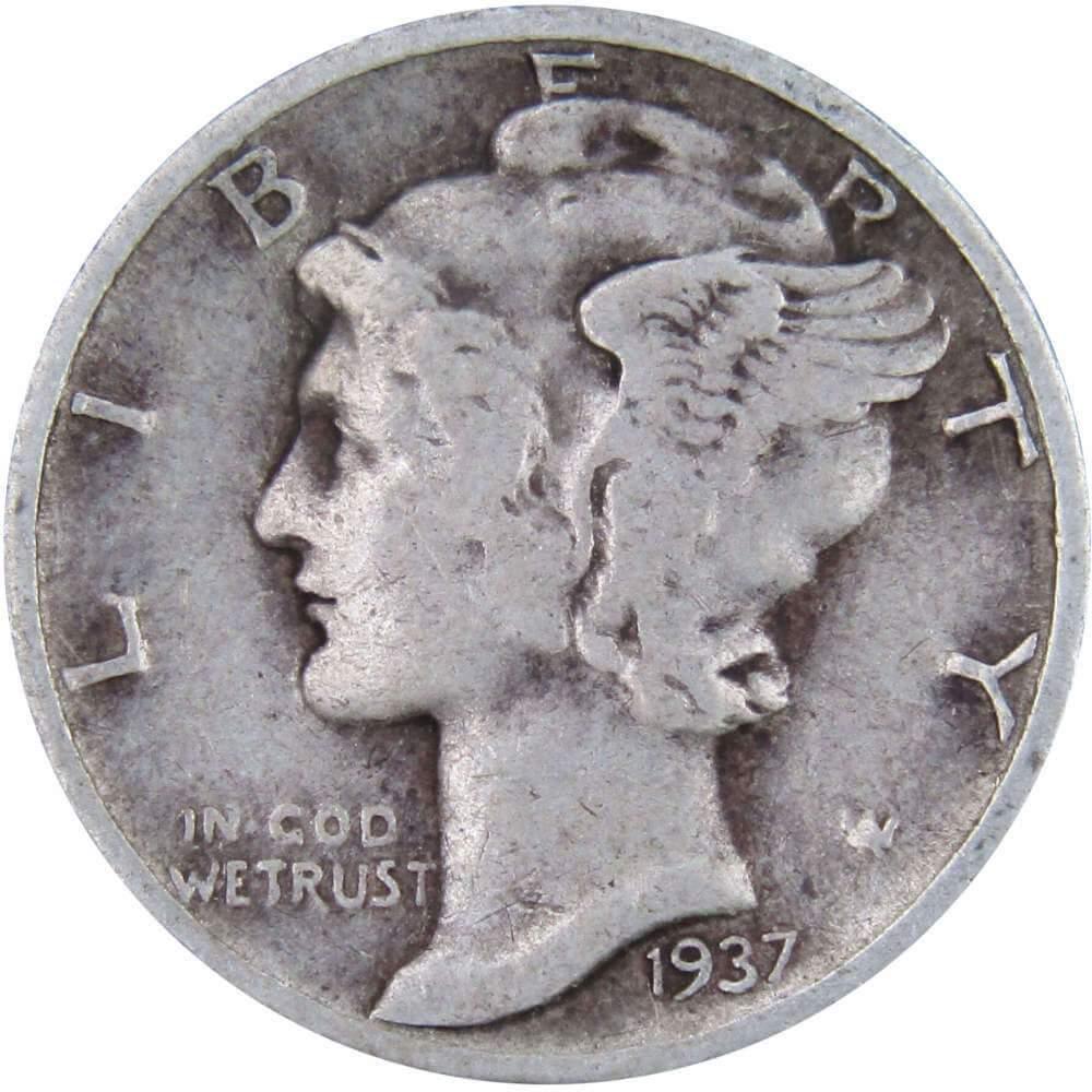1937 Mercury Dime VF Very Fine 90% Silver 10c US Coin Collectible