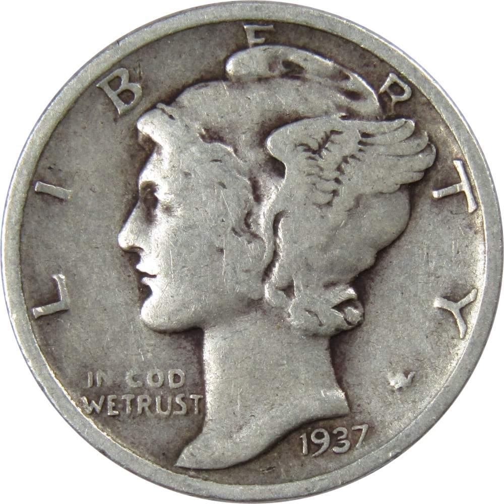 1937 D Mercury Dime VG Very Good 90% Silver 10c US Coin Collectible
