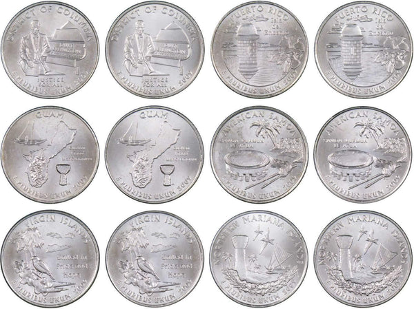 2009 P&D DC & U.S. Territories Quarter 12-Coin Set Uncirculated Mint State 25c - Profile Coins & Collectibles 