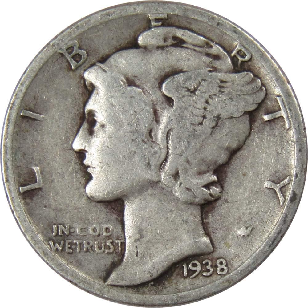 1938 Mercury Dime G Good 90% Silver 10c US Coin Collectible