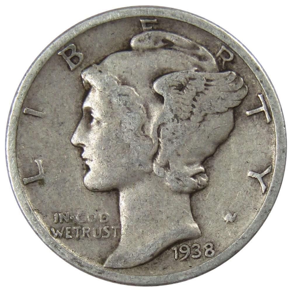 1938 Mercury Dime VG Very Good 90% Silver 10c US Coin Collectible