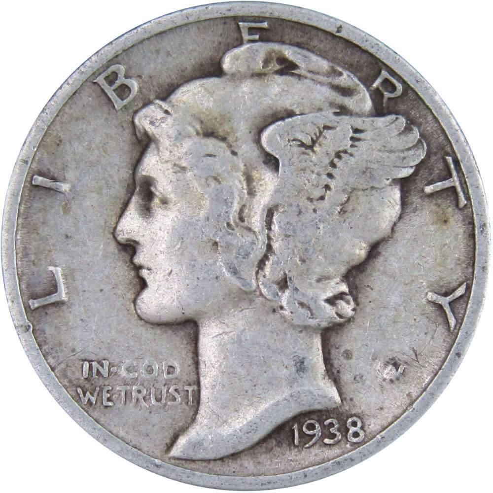 1938 Mercury Dime VF Very Fine 90% Silver 10c US Coin Collectible