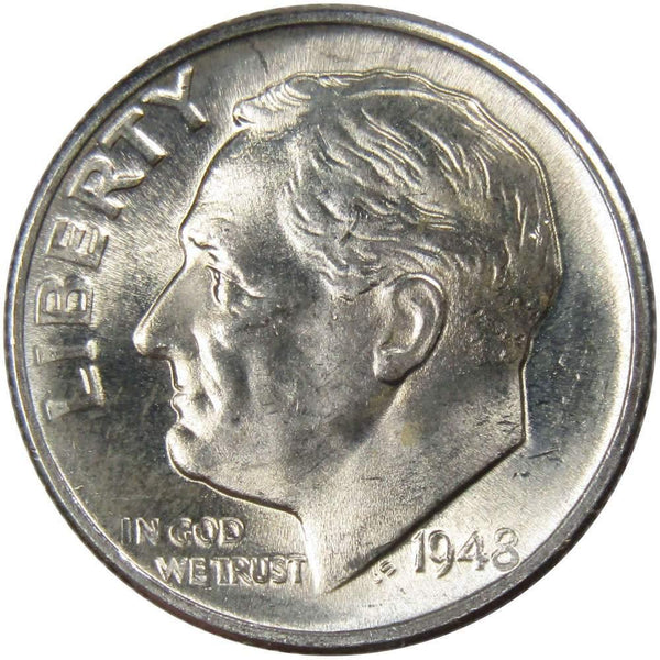 1948 D Roosevelt Dime BU Uncirculated Mint State 90% Silver 10c US Coin - Roosevelt coin - Profile Coins &amp; Collectibles