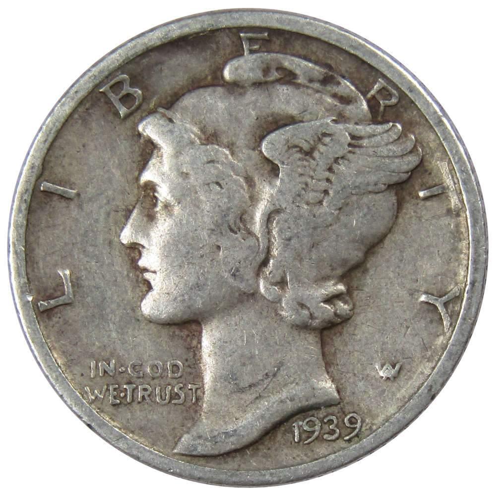 1939 D Mercury Dime F Fine 90% Silver 10c US Coin Collectible
