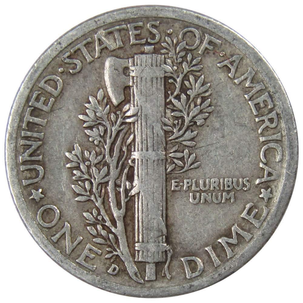 1939 D Mercury Dime F Fine 90% Silver 10c US Coin Collectible