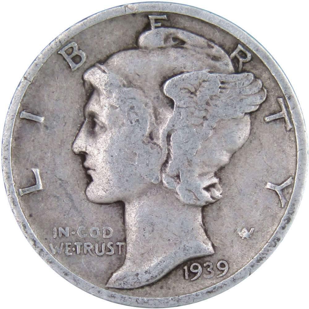 1939 S Mercury Dime VG Very Good 90% Silver 10c US Coin Collectible
