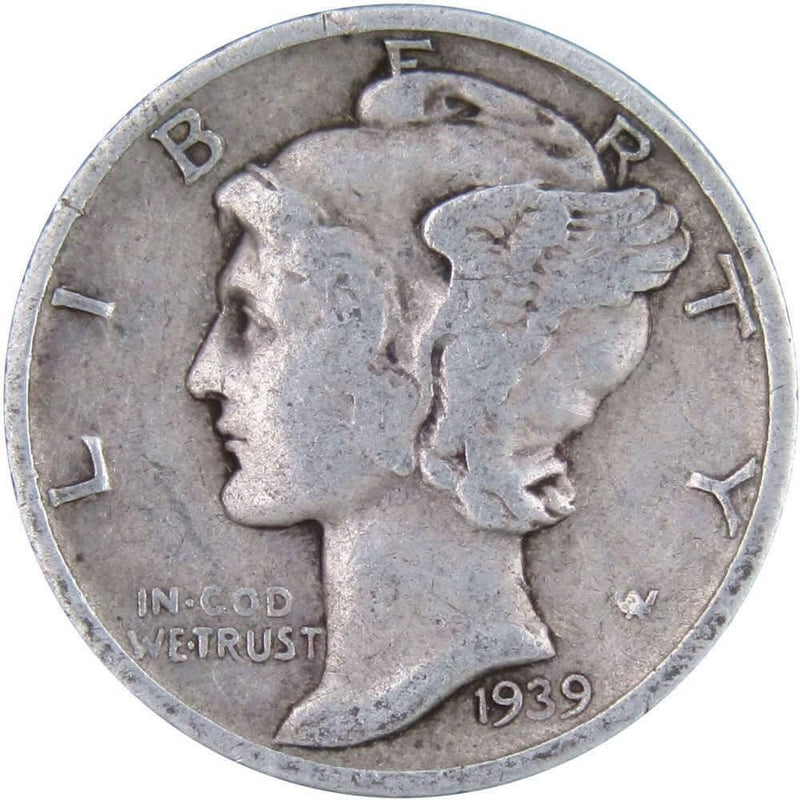 1939 S Mercury Dime VG Very Good 90% Silver 10c US Coin Collectible - Mercury Dimes - Winged Liberty Dime - Profile Coins &amp; Collectibles