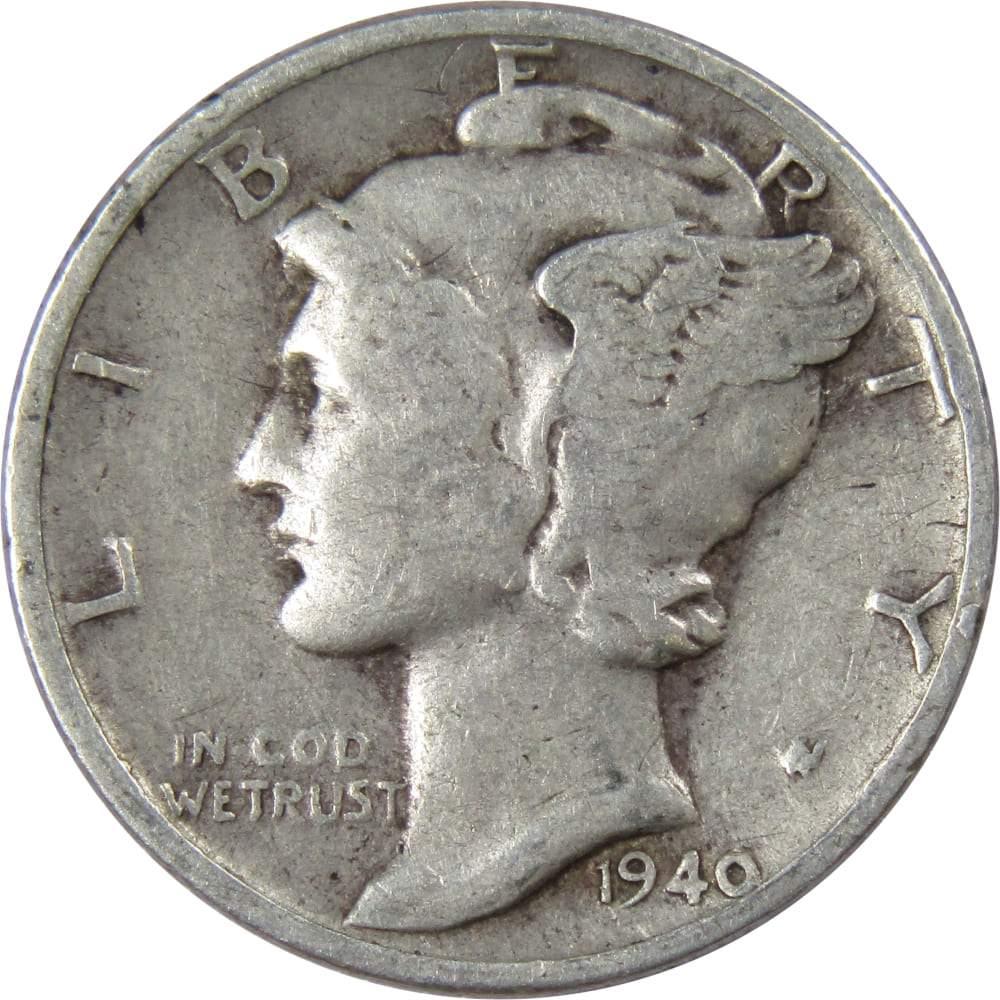 1940 Mercury Dime VG Very Good 90% Silver 10c US Coin Collectible