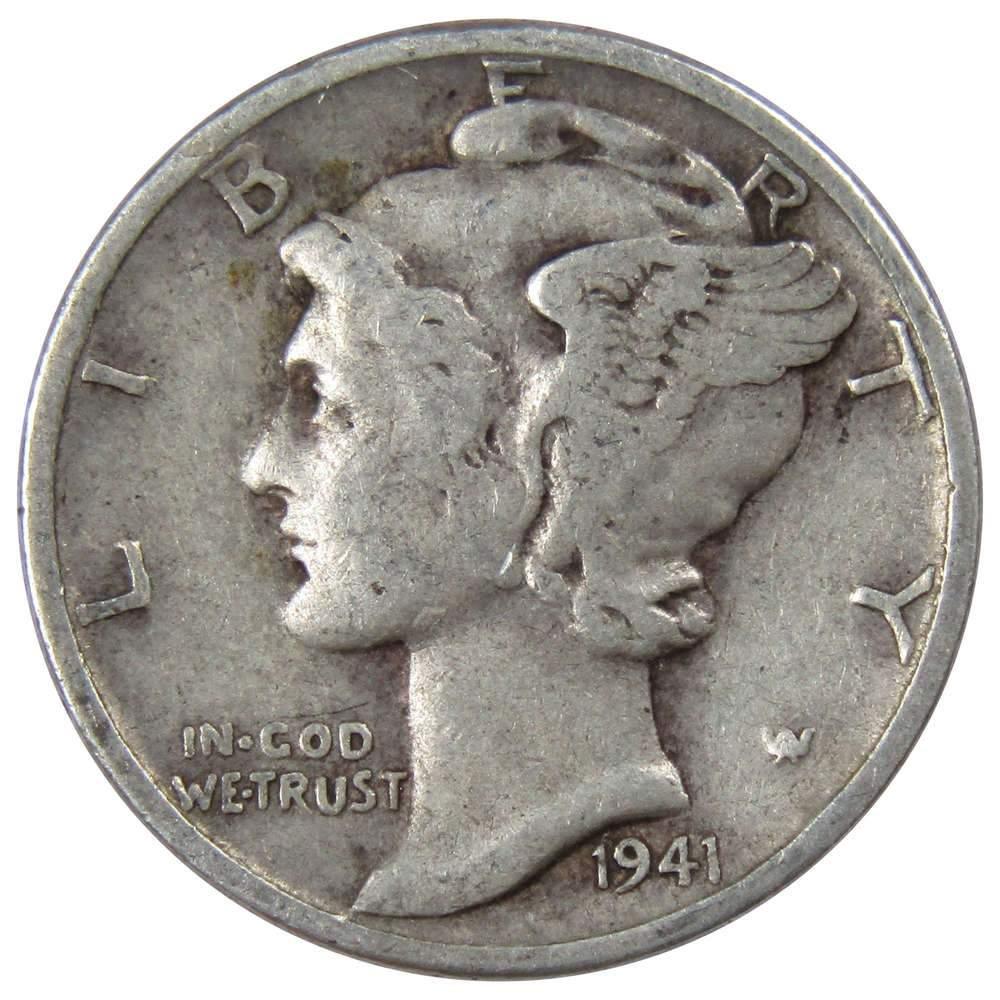 1941 Mercury Dime VG Very Good 90% Silver 10c US Coin Collectible