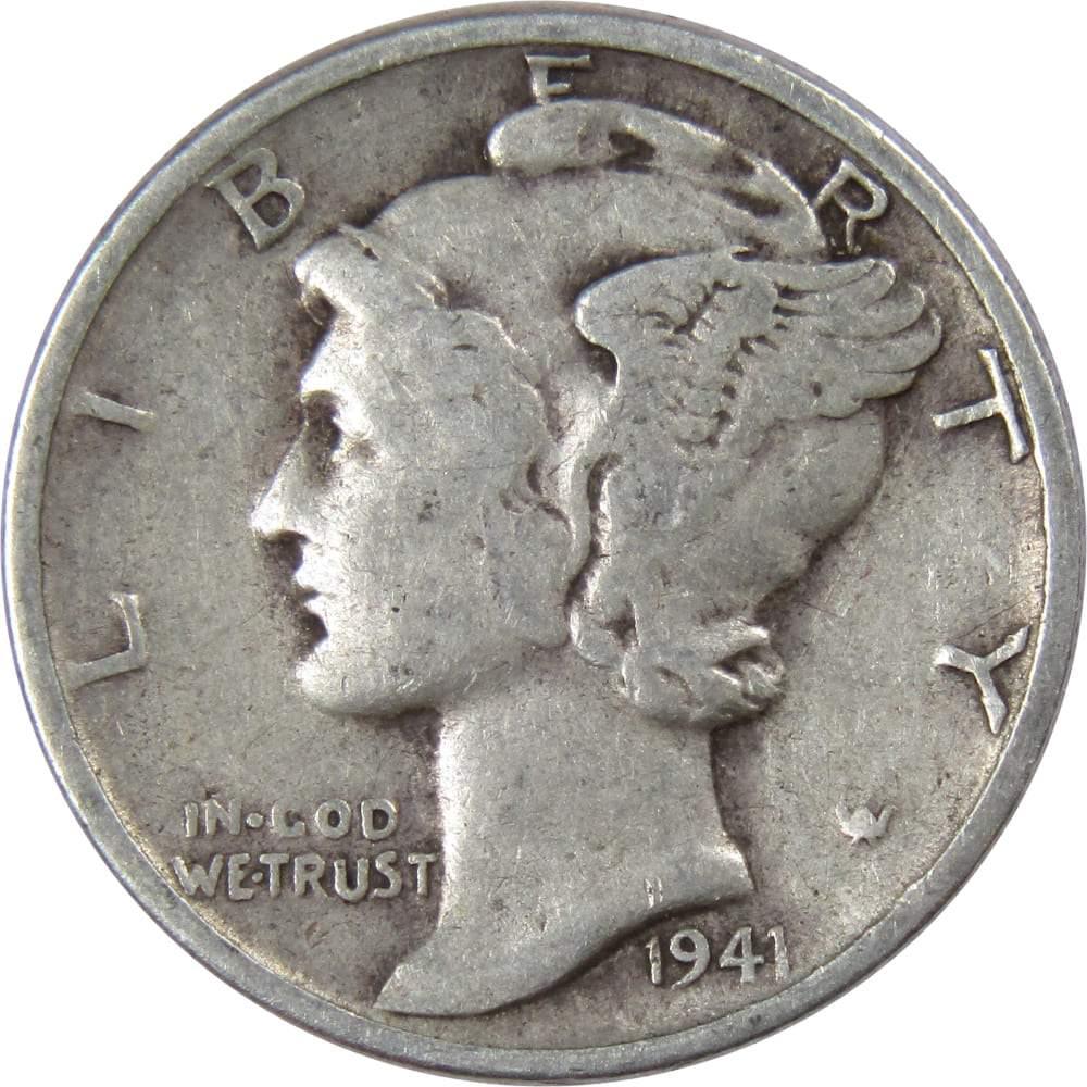 1941 Mercury Dime F Fine 90% Silver 10c US Coin Collectible