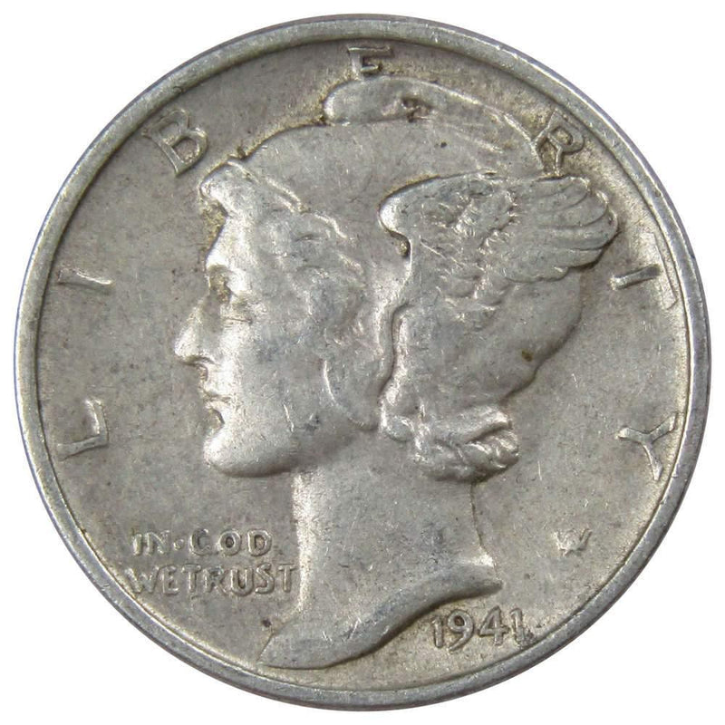 1941 Mercury Dime XF EF Extremely Fine 90% Silver 10c US Coin Collectible - Mercury Dimes - Winged Liberty Dime - Profile Coins &amp; Collectibles