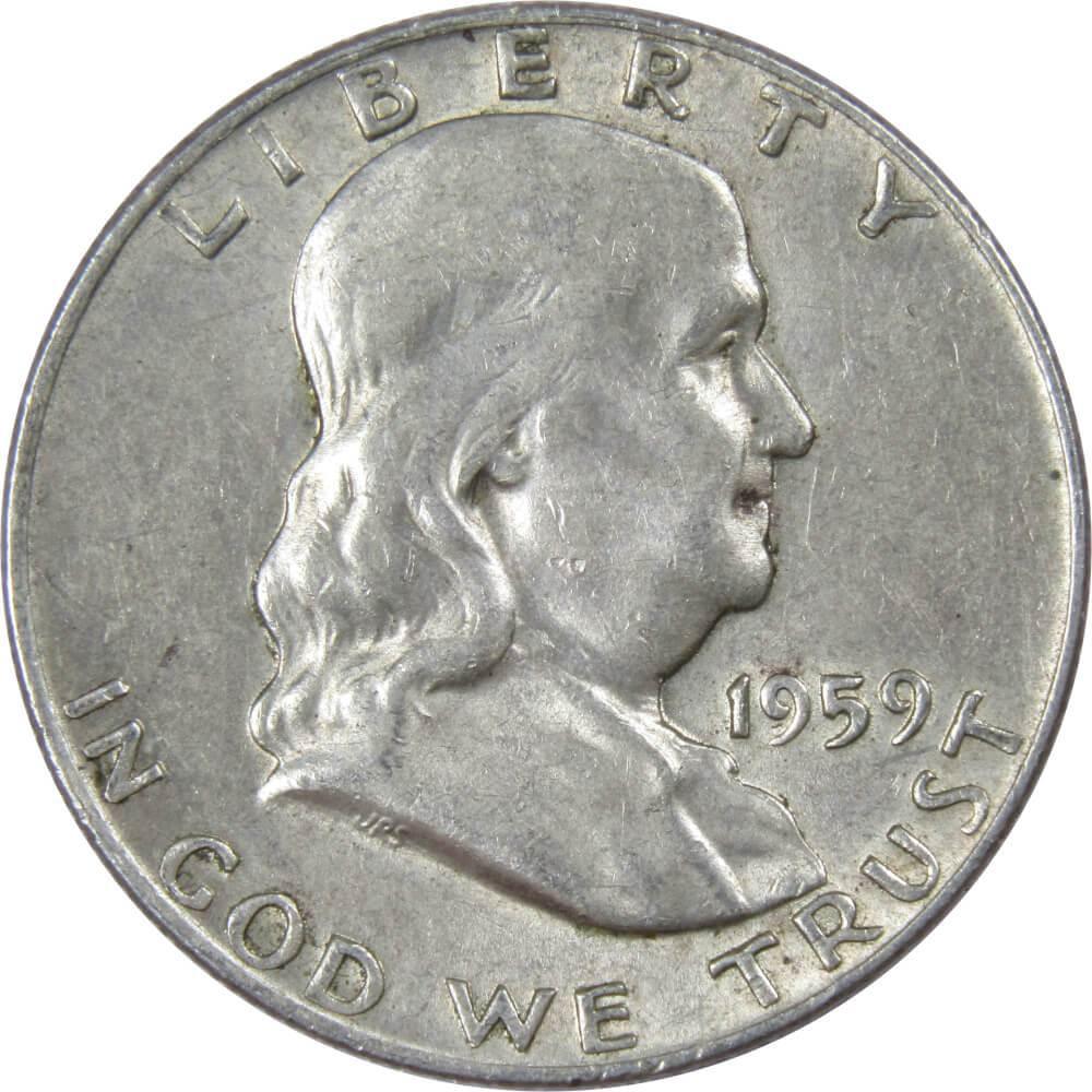 1959 D Franklin Half Dollar XF EF Extremely Fine 90% Silver 50c US Coin