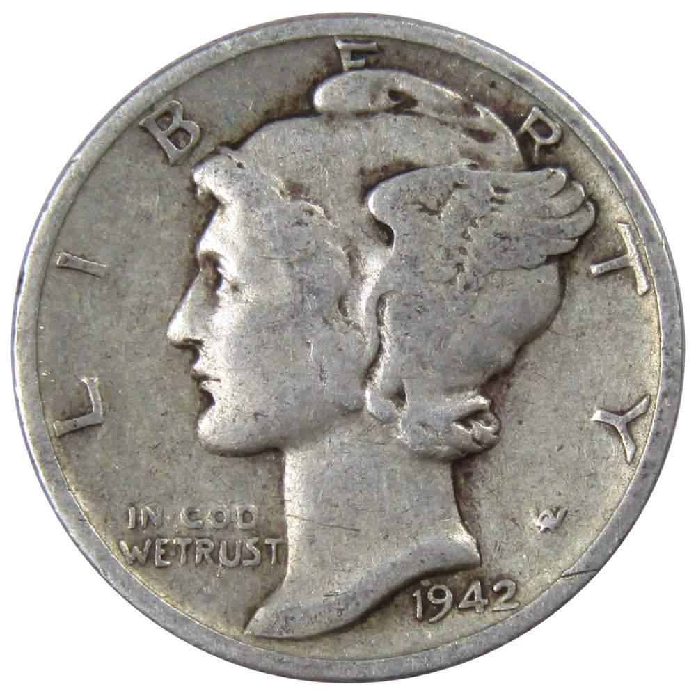 1942 Mercury Dime VG Very Good 90% Silver 10c US Coin Collectible