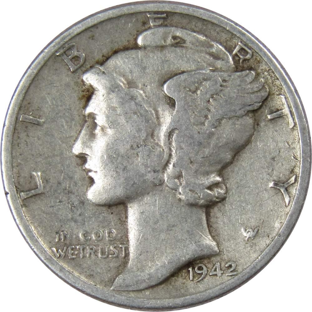 1942 Mercury Dime F Fine 90% Silver 10c US Coin Collectible
