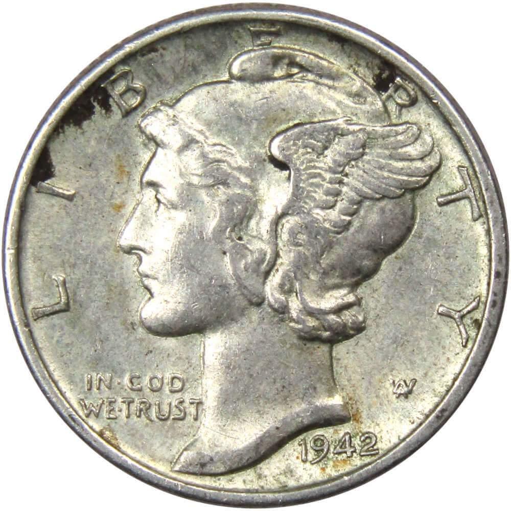 1942 Mercury Dime AU About Uncirculated 90% Silver 10c US Coin Collectible