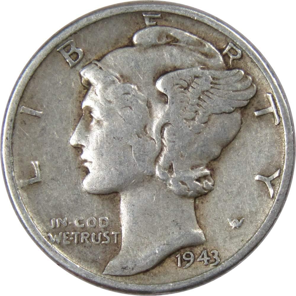 1943 Mercury Dime F Fine 90% Silver 10c US Coin Collectible