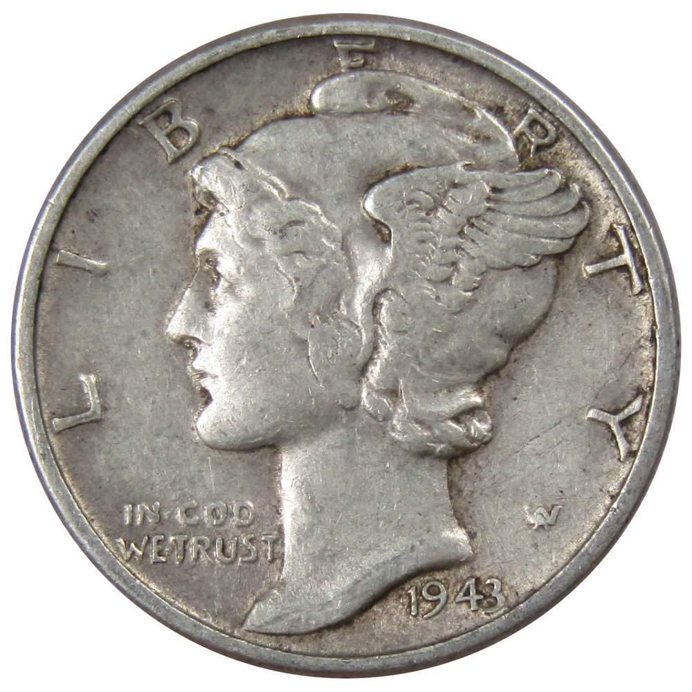 1943 Mercury Dime XF EF Extremely Fine 90% Silver 10c US Coin Collectible