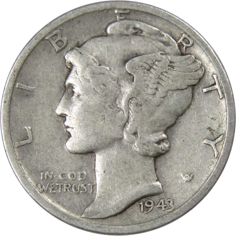 1943 D Mercury Dime F Fine 90% Silver 10c US Coin Collectible