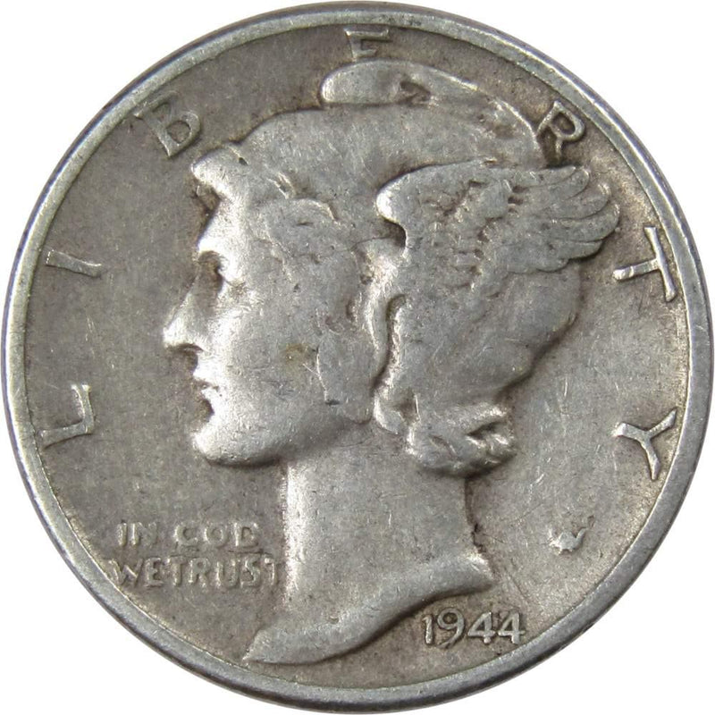 1944 Mercury Dime F Fine 90% Silver 10c US Coin Collectible - Mercury Dimes - Winged Liberty Dime - Profile Coins &amp; Collectibles