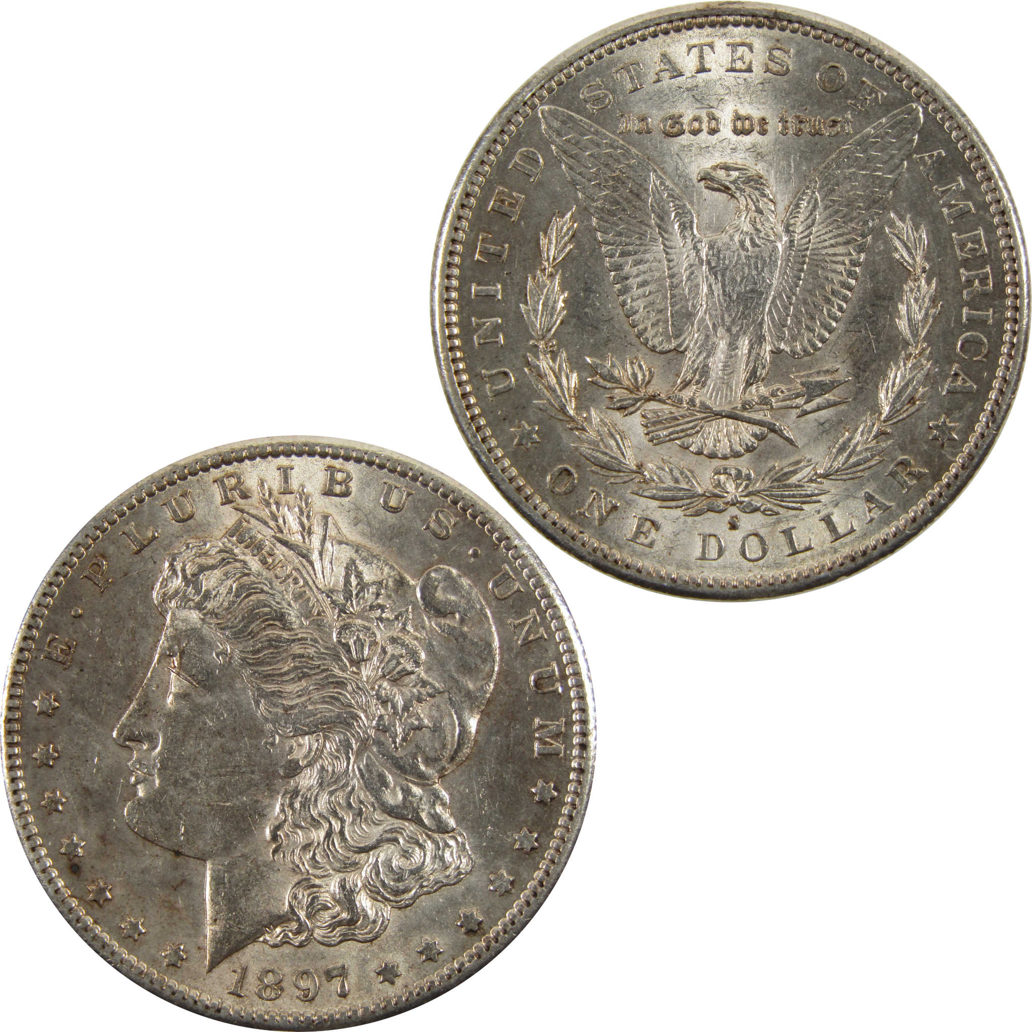 1897 S Morgan Dollar Borderline Uncirculated 90% Silver $1 SKU:I7642 - Morgan coin - Morgan silver dollar - Morgan silver dollar for sale - Profile Coins &amp; Collectibles