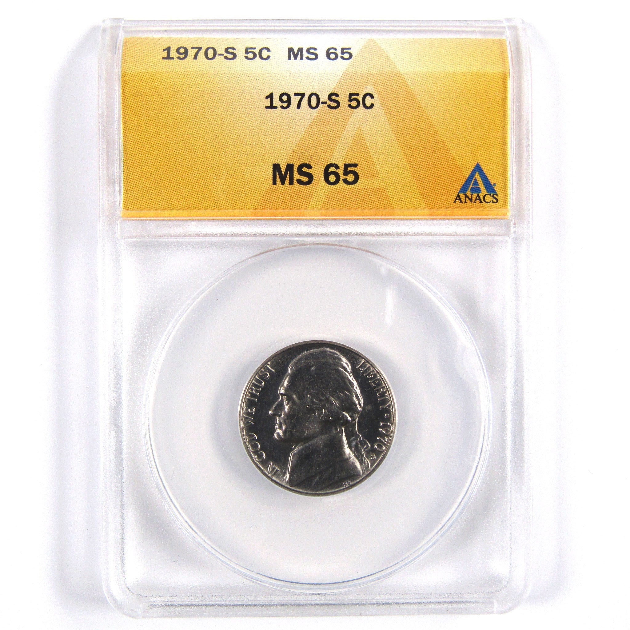 1970 S Jefferson Nickel MS 65 ANACS 5c Uncirculated SKU:CPC2221