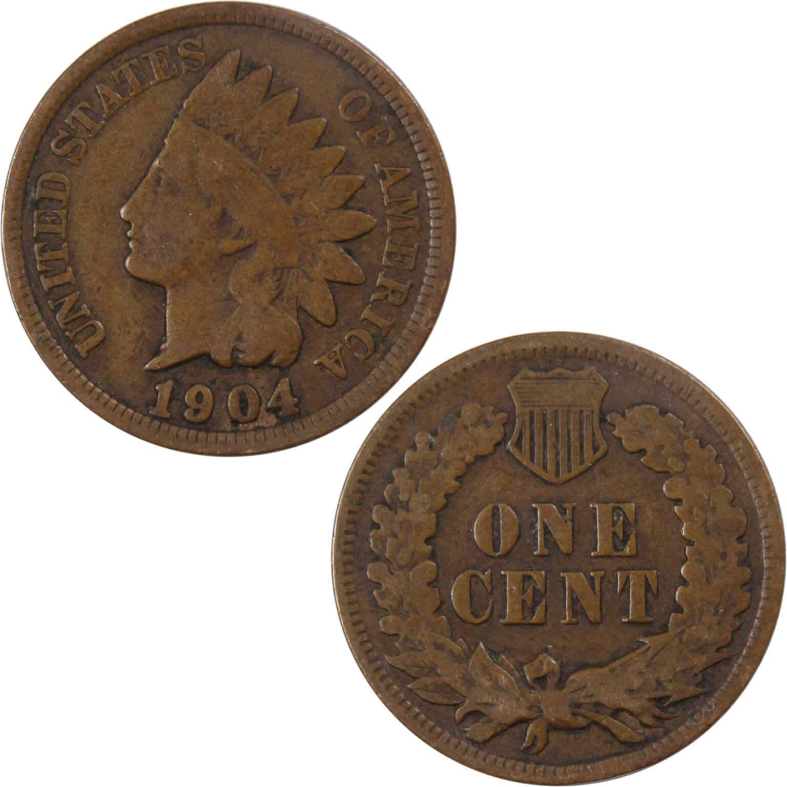 1904 Indian Head Cent G Good Bronze Penny 1c Coin Collectible