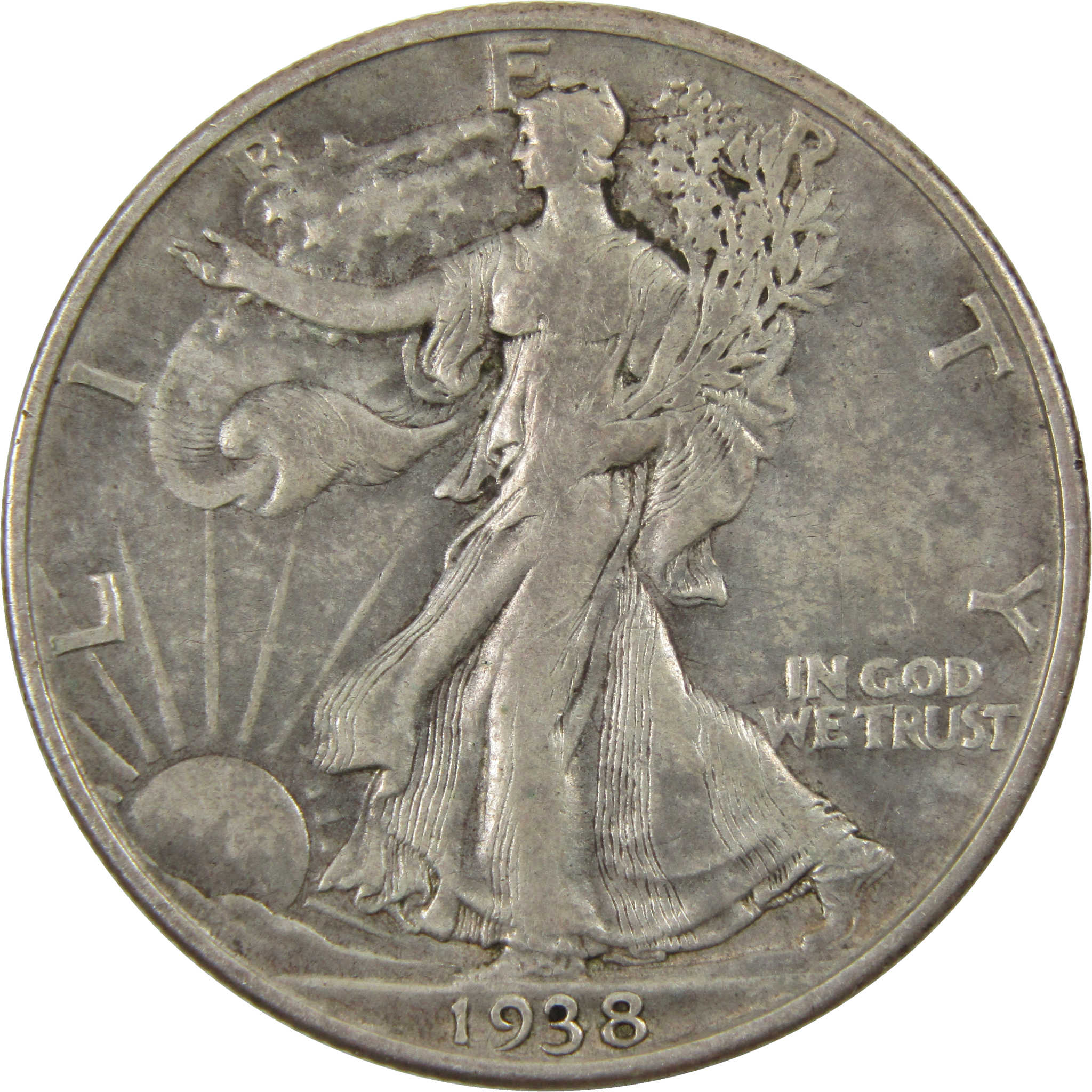 1938 D Liberty Walking Half Dollar VF Very Fine 90% Silver SKU:I5346