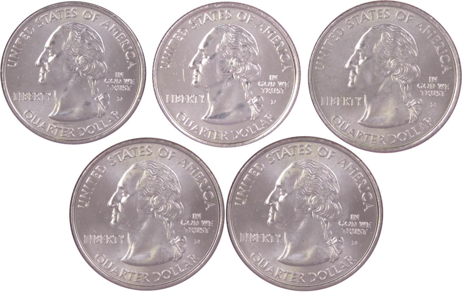2008 D State Quarter 5 Coin Set BU Uncirculated Mint State 25c Collectible