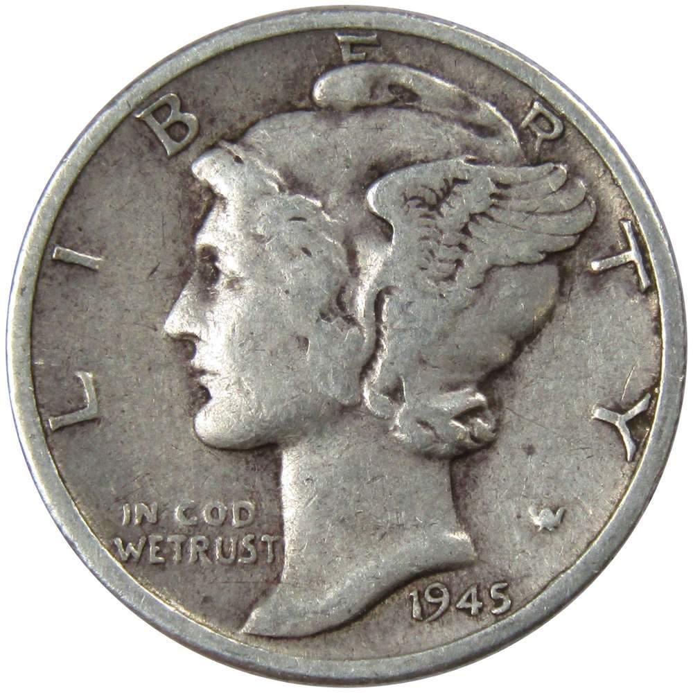1945 D Mercury Dime F Fine 90% Silver 10c US Coin Collectible