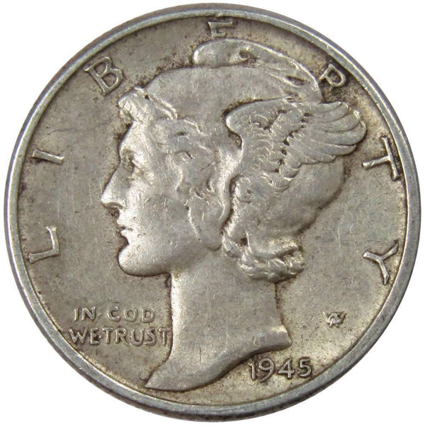 1945 D Mercury Dime XF EF Extremely Fine 90% Silver 10c US Coin Collectible - Mercury Dimes - Winged Liberty Dime - Profile Coins &amp; Collectibles