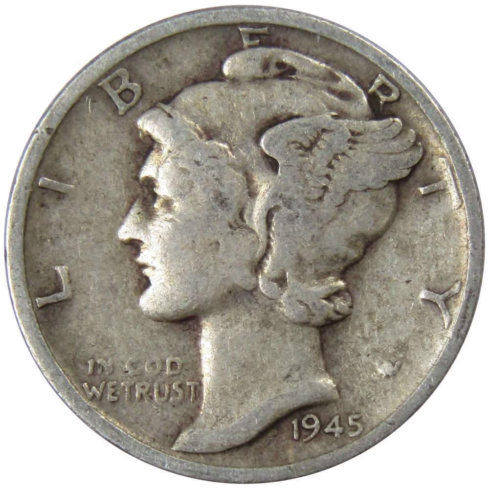 1945 S Mercury Dime VG Very Good 90% Silver 10c US Coin Collectible