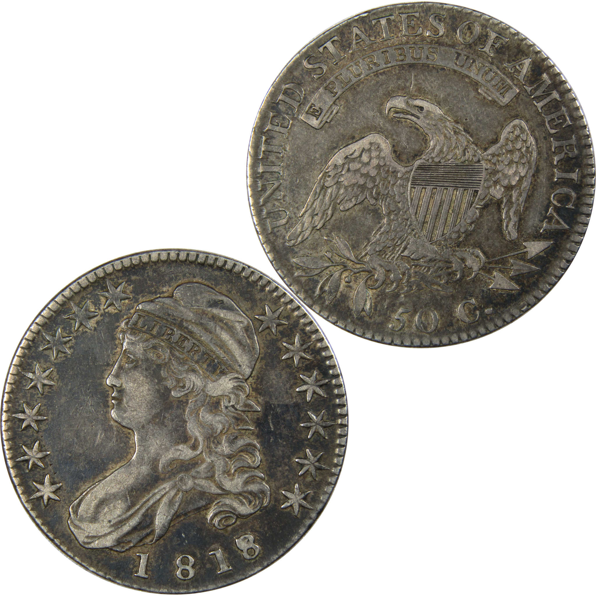 1818/7 Small 8 Capped Bust Half Dollar XF Extremely Fine SKU:IPC9825