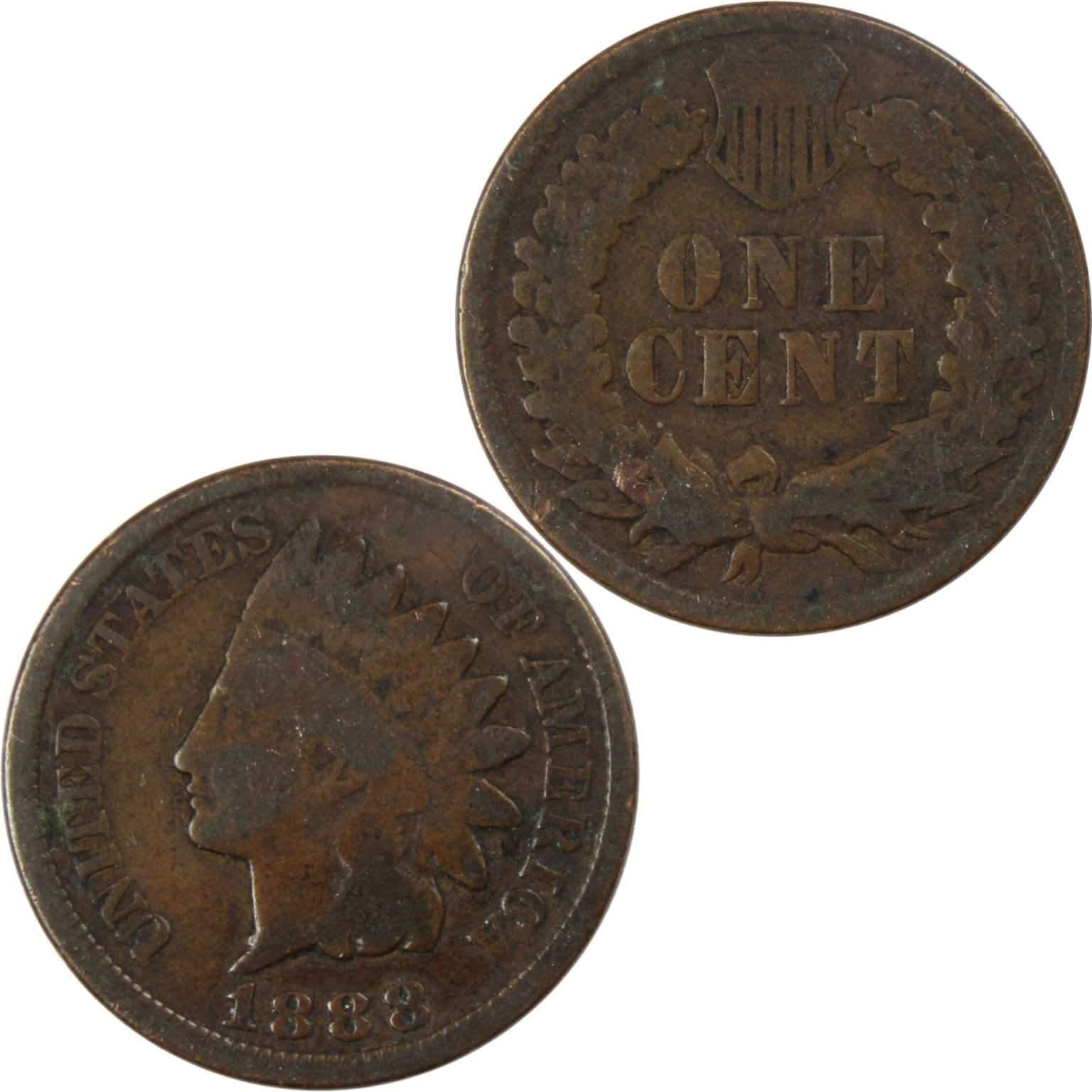 1888 Indian Head Cent Bronze Penny 1c Coin Collectible