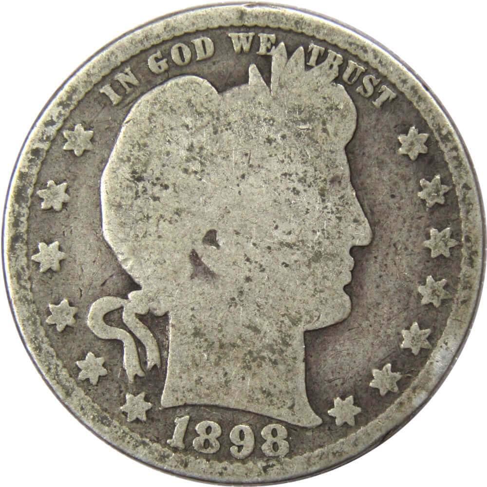 1898 Barber Quarter AG About Good 90% Silver 25c US Type Coin Collectible