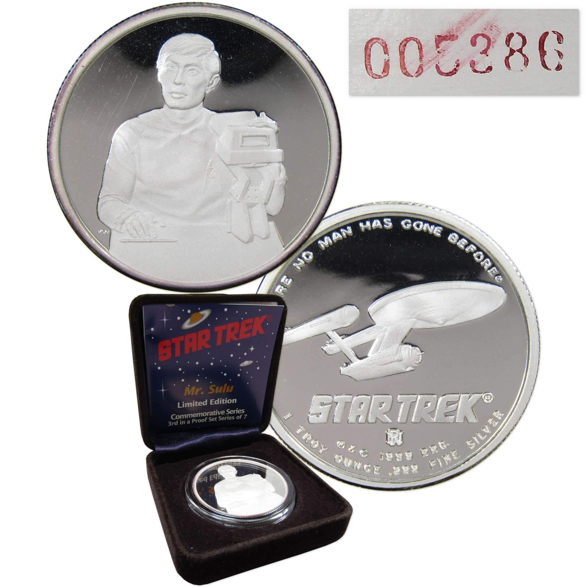 1989 Star Trek Limited Edition Commemorative 1 oz Silver 7-Coin Set Proof