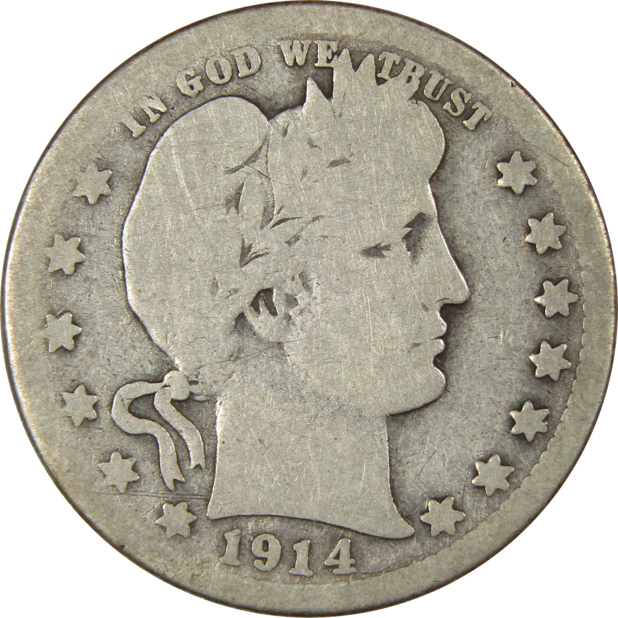 1914 S Barber Quarter AG About Good 90% Silver 25c SKU:IPC6897