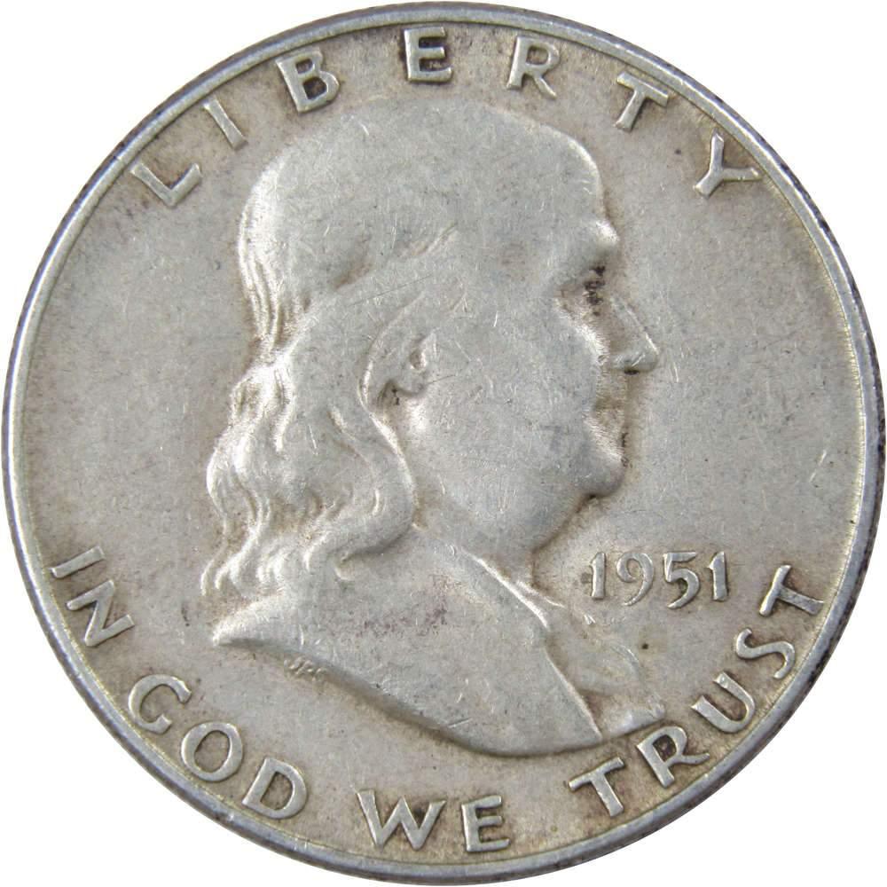 1951 S Franklin Half Dollar VF Very Fine 90% Silver 50c US Coin Collectible