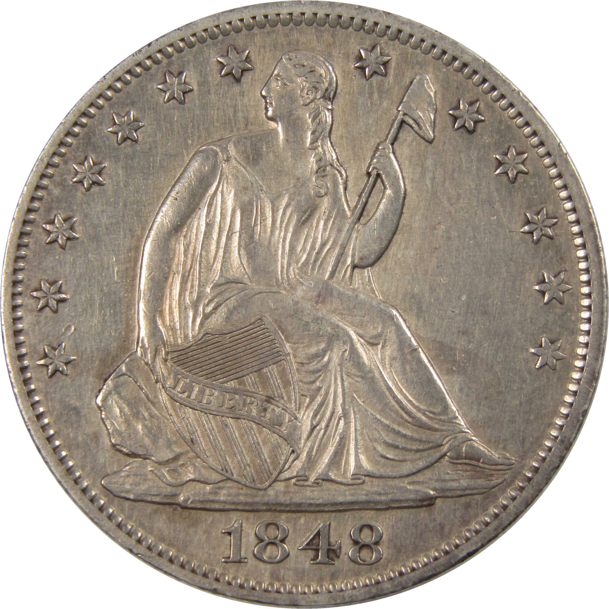 1848 O Seated Liberty Half Dollar AU About Unc Details SKU:CPC2651