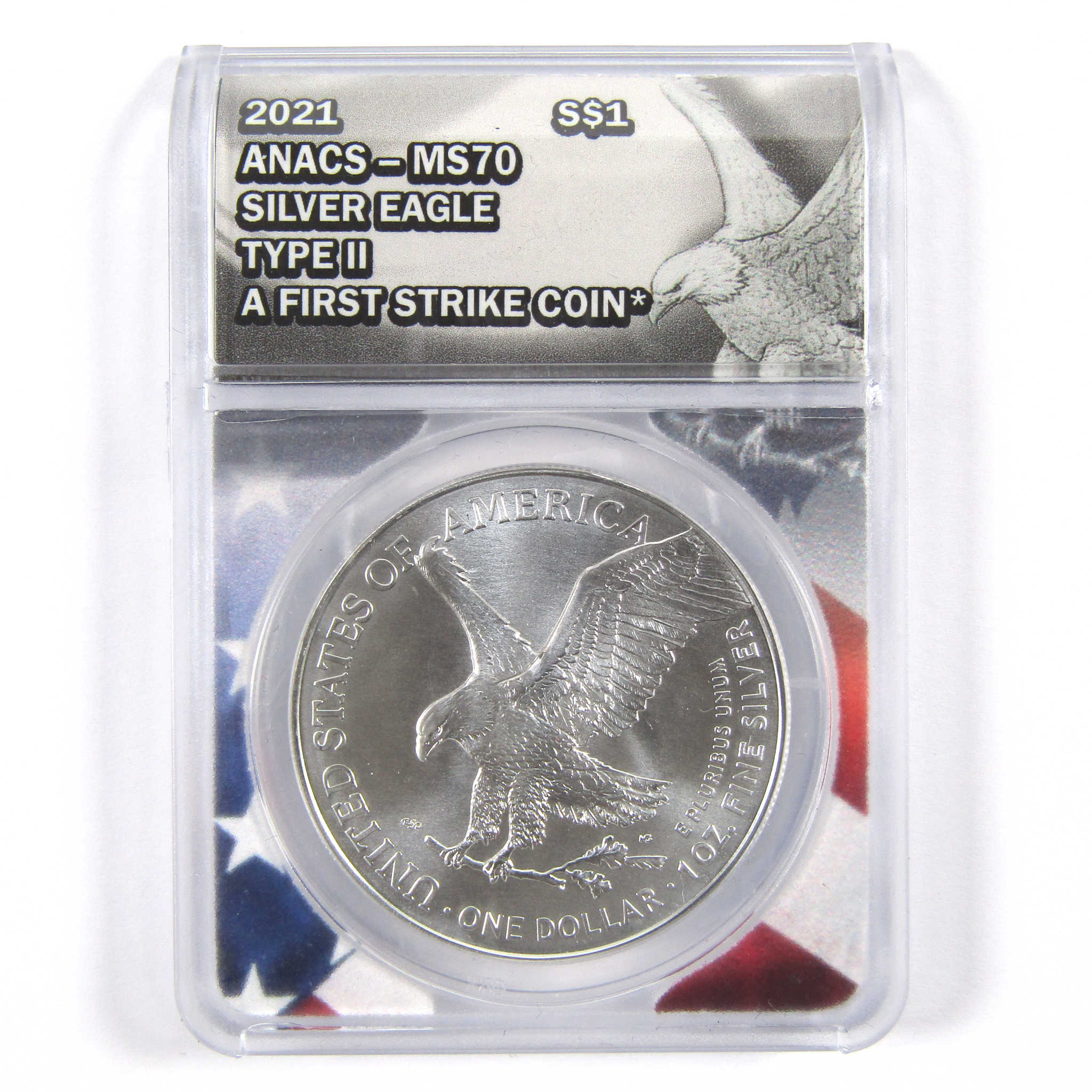 2021 Type 2 American Eagle Dollar MS 70 ANACS 1 oz Silver SKU:CPC3385