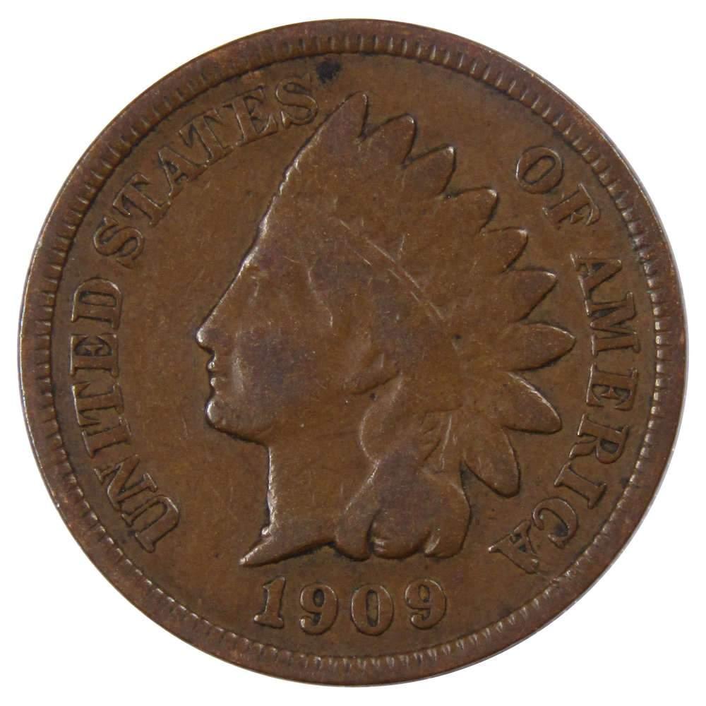 1909 Indian Head Cent AG About Good Bronze Penny 1c Coin Collectible