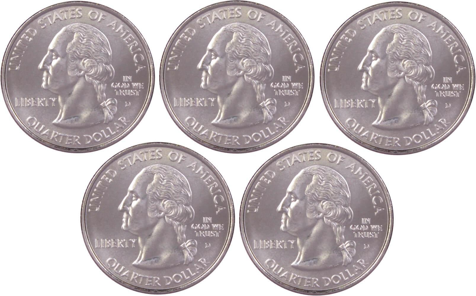 2007 D State Quarter 5 Coin Set BU Uncirculated Mint State 25c Collectible