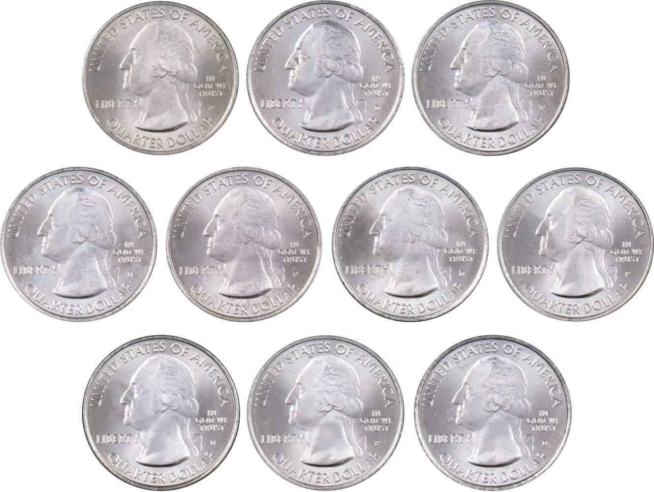 2010 P&D National Park Quarter 10 Coin Set Uncirculated Mint State 25c