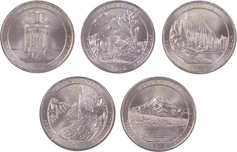 2010 P National Park Quarter 5 Coin Set Uncirculated Mint State 25c Collectible - National Park Quarters - America the Beautiful Quarters - National Park Quarter Sets - Profile Coins &amp; Collectibles